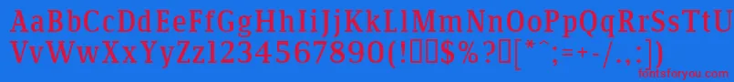 Communis Font – Red Fonts on Blue Background