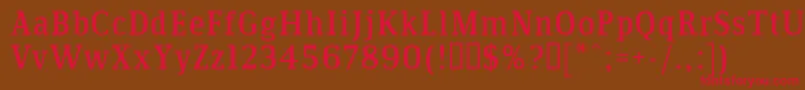 Communis Font – Red Fonts on Brown Background