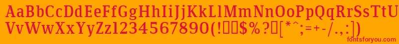 Communis Font – Red Fonts on Orange Background