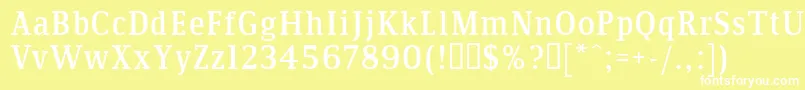 Communis Font – White Fonts on Yellow Background