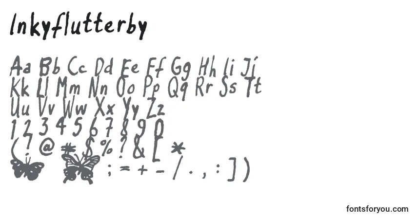 Czcionka Inkyflutterby – alfabet, cyfry, specjalne znaki