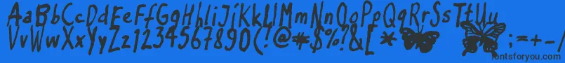 Inkyflutterby Font – Black Fonts on Blue Background