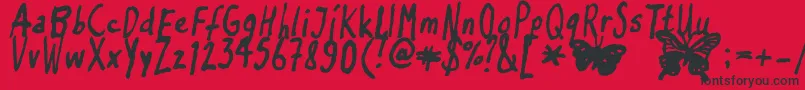 Inkyflutterby Font – Black Fonts on Red Background