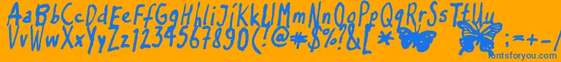 Inkyflutterby Font – Blue Fonts on Orange Background