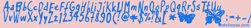Inkyflutterby Font – Blue Fonts on Pink Background