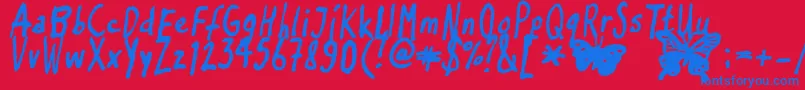 Inkyflutterby Font – Blue Fonts on Red Background