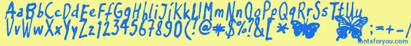 Inkyflutterby Font – Blue Fonts on Yellow Background