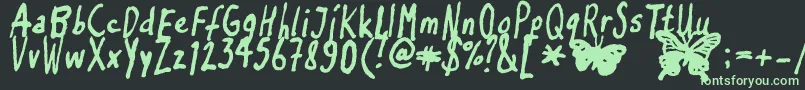 Inkyflutterby Font – Green Fonts on Black Background