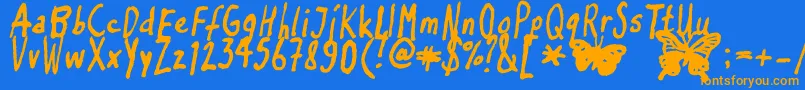 Inkyflutterby Font – Orange Fonts on Blue Background