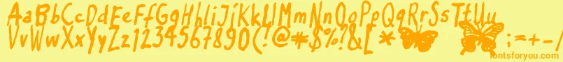 Inkyflutterby Font – Orange Fonts on Yellow Background