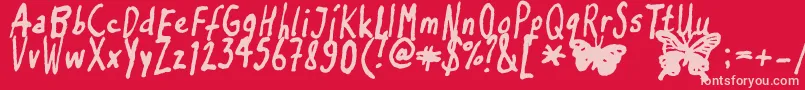 フォントInkyflutterby – 赤い背景にピンクのフォント