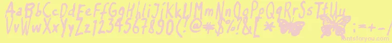 Inkyflutterby Font – Pink Fonts on Yellow Background