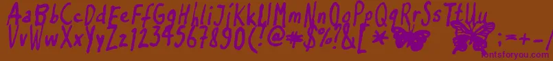 Inkyflutterby Font – Purple Fonts on Brown Background