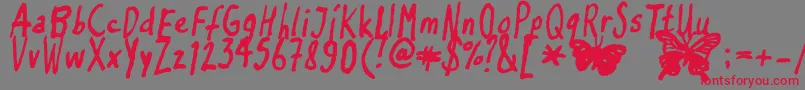 Fonte Inkyflutterby – fontes vermelhas em um fundo cinza