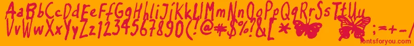 Inkyflutterby Font – Red Fonts on Orange Background