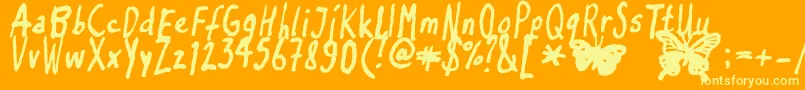 Inkyflutterby Font – Yellow Fonts on Orange Background