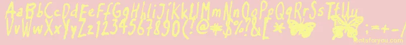 Inkyflutterby-Schriftart – Gelbe Schriften auf rosa Hintergrund