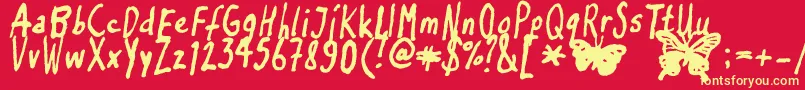 Inkyflutterby Font – Yellow Fonts on Red Background