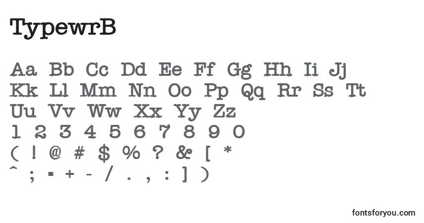 Schriftart TypewrB – Alphabet, Zahlen, spezielle Symbole