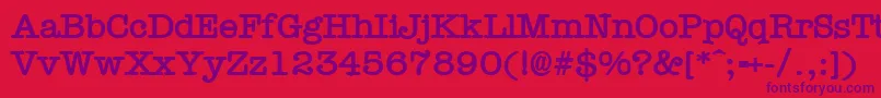 Czcionka TypewrB – fioletowe czcionki na czerwonym tle