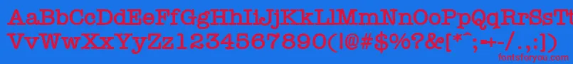 Czcionka TypewrB – czerwone czcionki na niebieskim tle