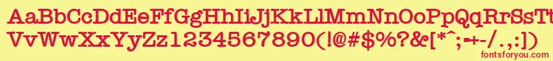 TypewrB-fontti – punaiset fontit keltaisella taustalla
