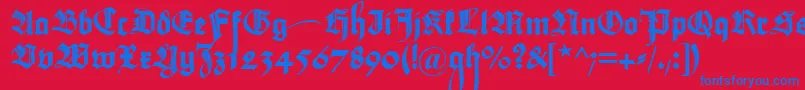 Maximilianzierbuchstaben Font – Blue Fonts on Red Background