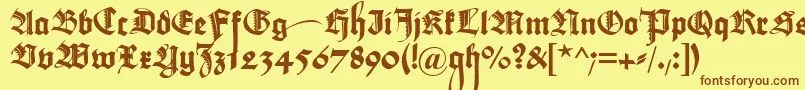 Lisätietoja Maximilianzierbuchstaben-fontista Maximilianzierbuchstaben-fontti – ruskeat fontit keltaisella taustalla