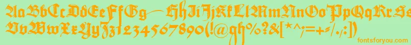 Maximilianzierbuchstaben Font – Orange Fonts on Green Background