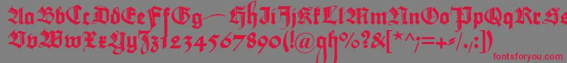 Maximilianzierbuchstaben Font – Red Fonts on Gray Background