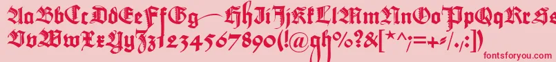 フォントMaximilianzierbuchstaben – ピンクの背景に赤い文字