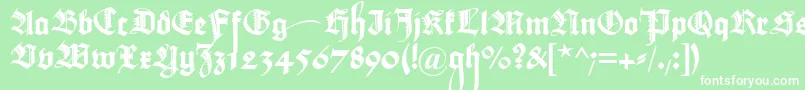 Maximilianzierbuchstaben-Schriftart – Weiße Schriften auf grünem Hintergrund
