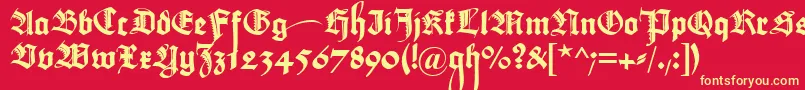 フォントMaximilianzierbuchstaben – 黄色の文字、赤い背景