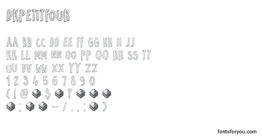 Schriftart DkPetitFour – Alphabet, Zahlen, spezielle Symbole