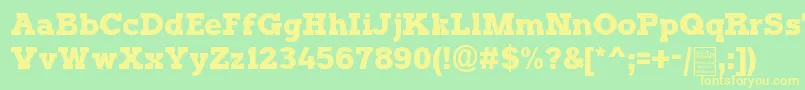 TyposterDemo-fontti – keltaiset fontit vihreällä taustalla