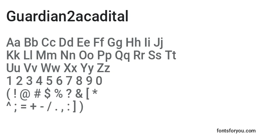 Шрифт Guardian2acadital – алфавит, цифры, специальные символы