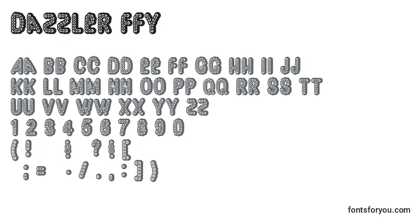 Fuente Dazzler ffy - alfabeto, números, caracteres especiales