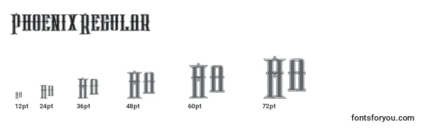 Размеры шрифта PhoenixRegular (66221)
