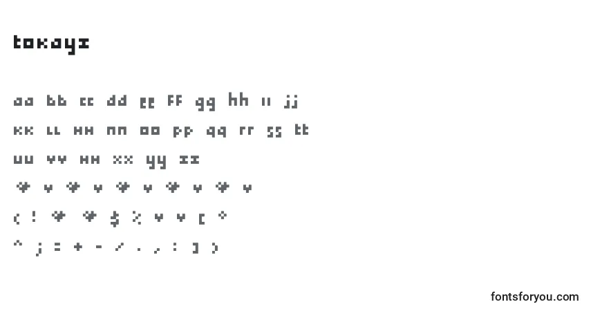 Schriftart Tokayz – Alphabet, Zahlen, spezielle Symbole