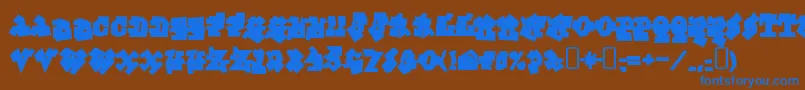 GraffitiTreatBack-Schriftart – Blaue Schriften auf braunem Hintergrund