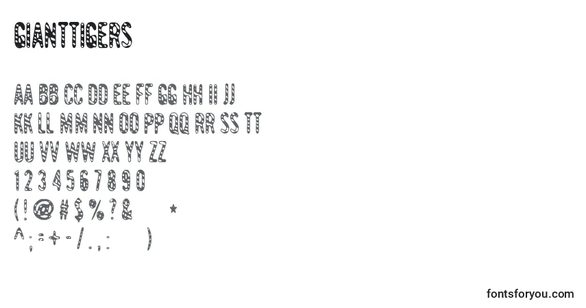Czcionka Gianttigers – alfabet, cyfry, specjalne znaki