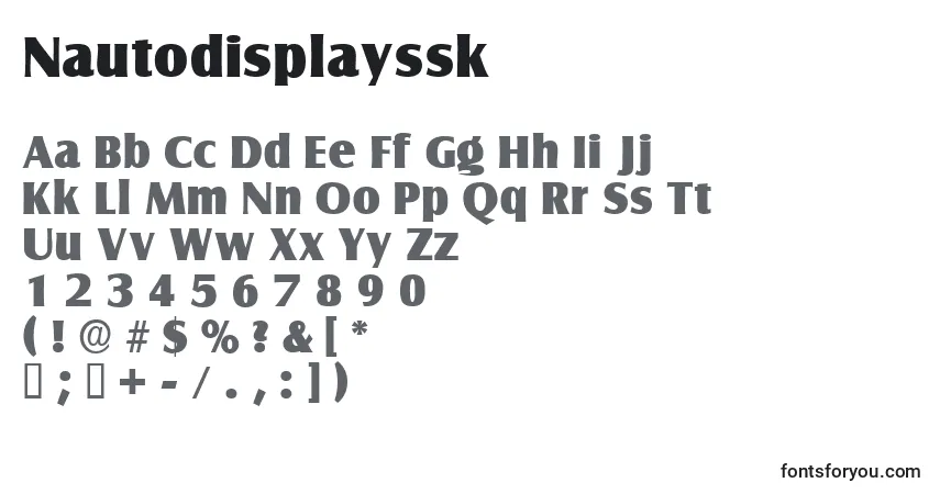Nautodisplayssk-fontti – aakkoset, numerot, erikoismerkit