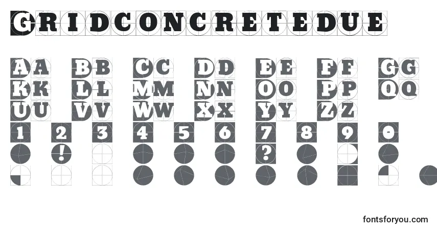 Czcionka Gridconcretedue – alfabet, cyfry, specjalne znaki