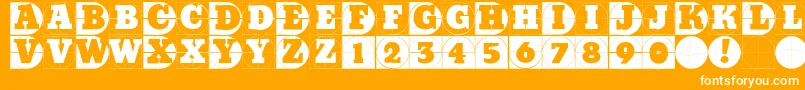 Gridconcretedue-Schriftart – Weiße Schriften auf orangefarbenem Hintergrund