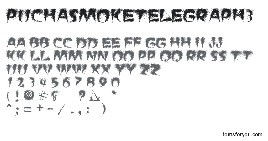 Czcionka PuchaSmokeTelegraph3 – alfabet, cyfry, specjalne znaki