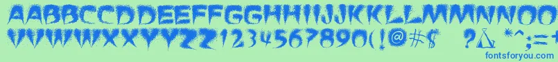 PuchaSmokeTelegraph3-Schriftart – Blaue Schriften auf grünem Hintergrund