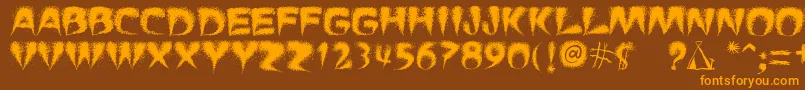 PuchaSmokeTelegraph3-Schriftart – Orangefarbene Schriften auf braunem Hintergrund