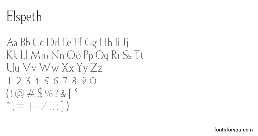 A fonte Elspeth – alfabeto, números, caracteres especiais