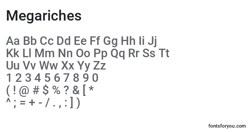Schriftart Megariches – Alphabet, Zahlen, spezielle Symbole
