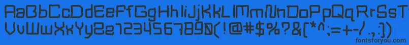 Mbblocktype-Schriftart – Schwarze Schriften auf blauem Hintergrund